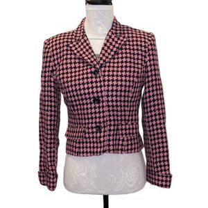 Anne Taylor Petites pink and navy blue vintage blazer, 4P, GUC